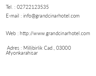 Afyon Grand nar Hotel iletiim bilgileri